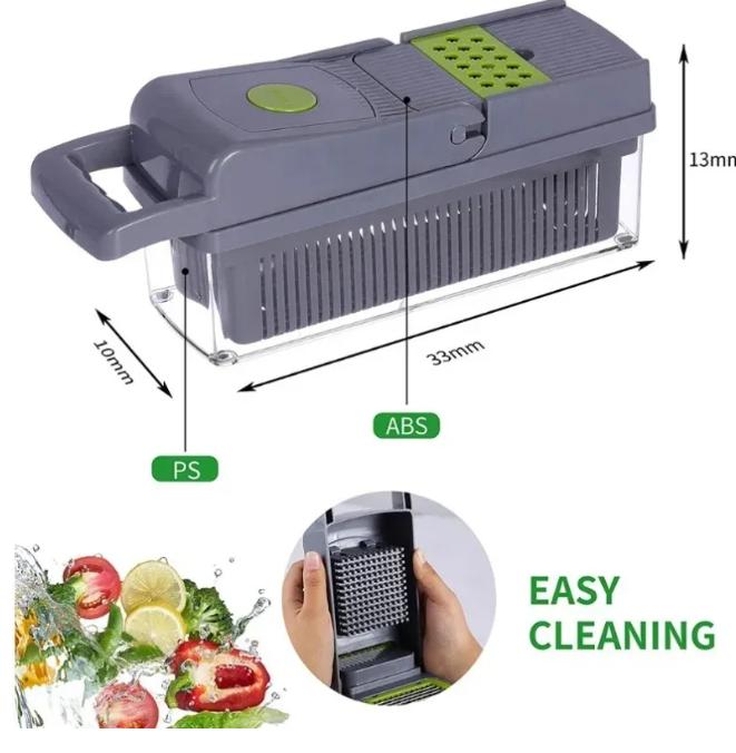 Multifunctional Vegetable Chopper Slicer with Interchangeable Blades and Storage Basket - 15 Pieces for Kitchen Tasks - Utensils, Peeling 1