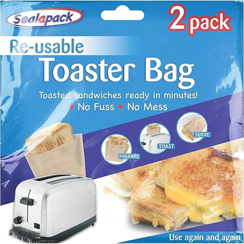 SAP010-24 Re-Useable Toaster Bag, Plastic, Silver (Pack of 2) - Kitchen Accessories - Containers Bakeware Utensils Handy Reusable 4