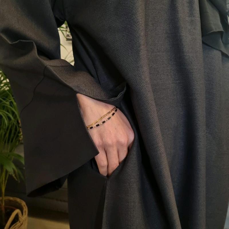 Premium Linen Pocket Abaya with Scarf - Black, Beige, Green, Camel and Grey, Olive abayas 5