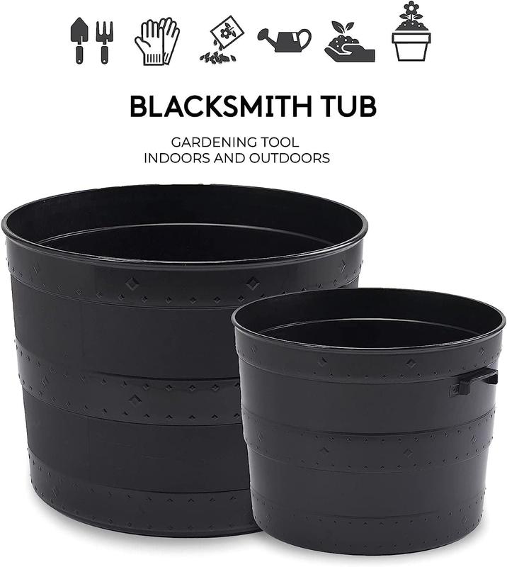 Barrel Planter Blacksmith Tub Garden Versatile Flower Pot Garden Container for Indoor or Outdoor 2