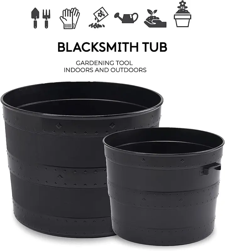 Barrel Planter Blacksmith Tub Garden Versatile Flower Pot Garden Container for Indoor or Outdoor 2