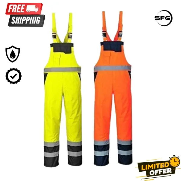Bib & Brace Overall Dungaree Waterproof Windproof Durable  Adjustable Straps and Multiple Pockets Jumpsuit Uniforms Clothing - Menswear Long Outdoor Small - 4xl Sleeveless