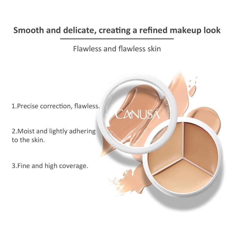 Canusa Concealer Full Coverage Tri-Color Foundation with Waterproof Formula - Flawless 8