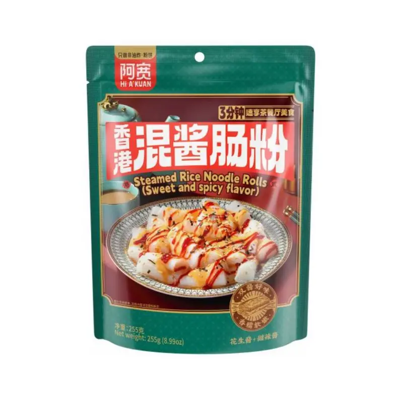 HI A'KUAN STEAMED RICE NOODLE ROLLS SWEET & SPICY FLAVOUR 255G 0