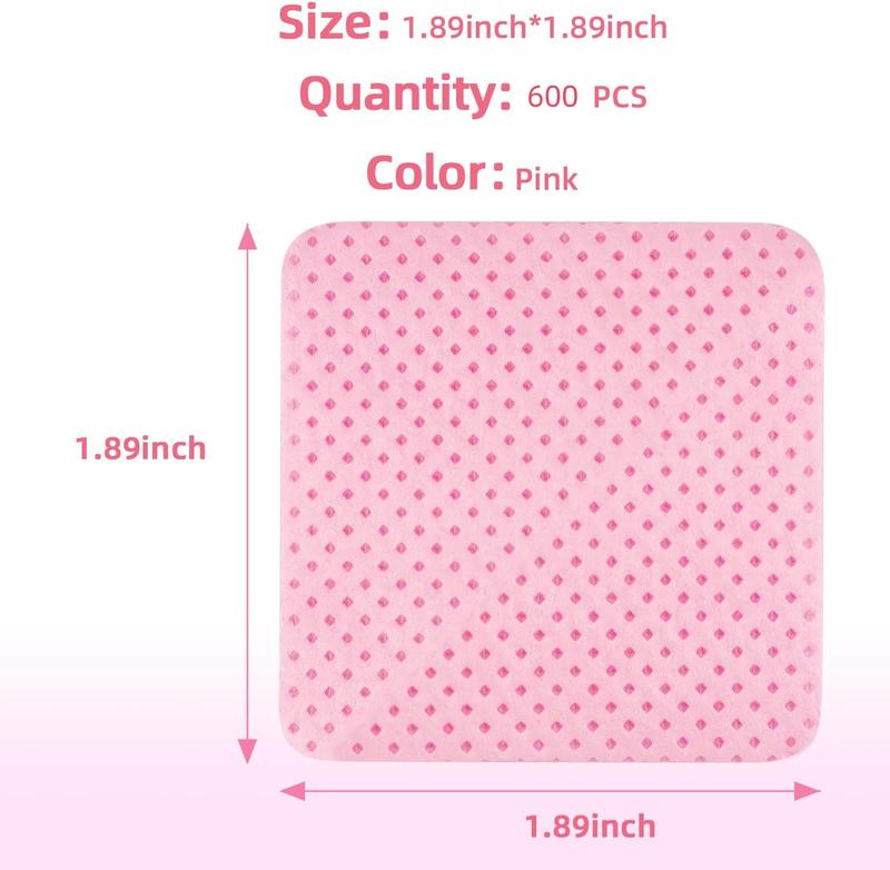 Lint Free Wipes for Nails, 600PCS Nail Wipes Pads, Nail Polish Remover Pads, Nail Varnish Remover Pads, Absorbent Remover Wipes Meltblown, Nail Art Tool Cleaning for nails, Pink Manicure Nail Care Cleanser Cleansing 3