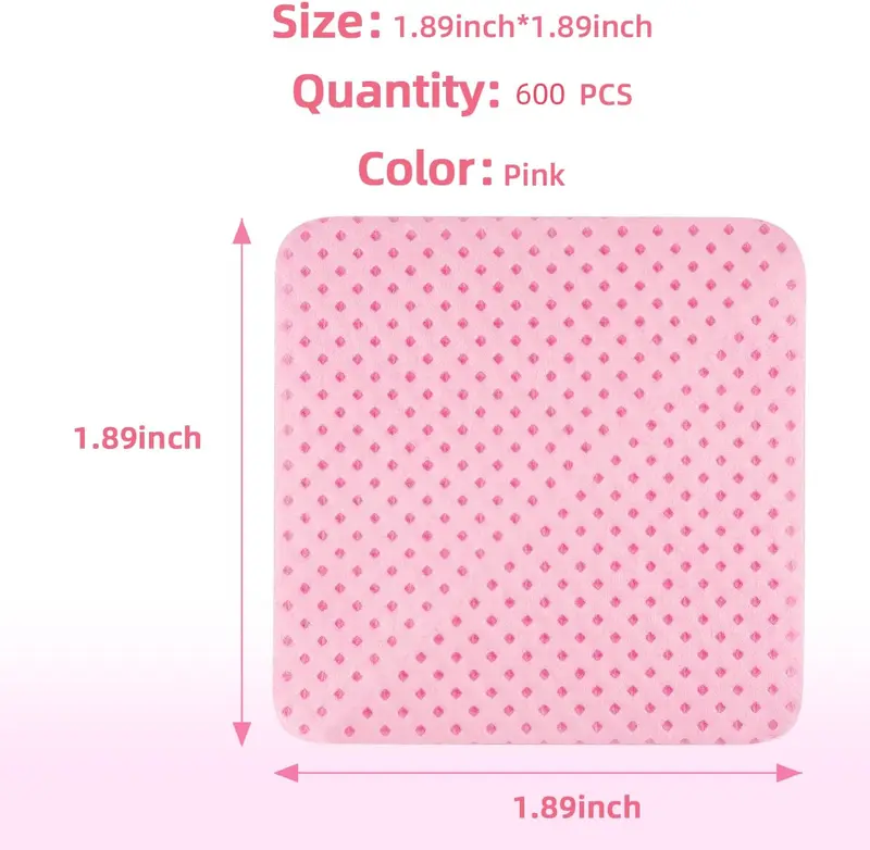 Lint Free Wipes for Nails, 600PCS Nail Wipes Pads, Nail Polish Remover Pads, Nail Varnish Remover Pads, Absorbent Remover Wipes Meltblown, Nail Art Tool Cleaning for nails, Pink Manicure Nail Care Cleanser Cleansing 3