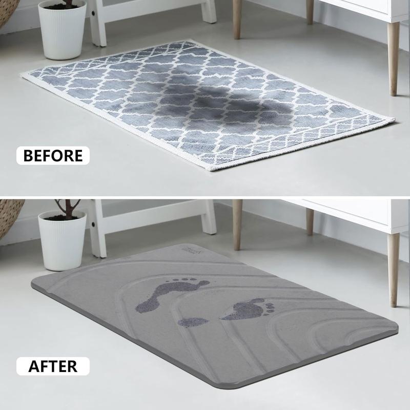 Stone Bath Mat Diatomaceous Earth Bathroom Shower Wudu Floor Mat Non-Slip Super Absorbent Quick Dry Floor Kitchen Anti Mould Antibacterial Natural Easy to Clean 60x39cm 7