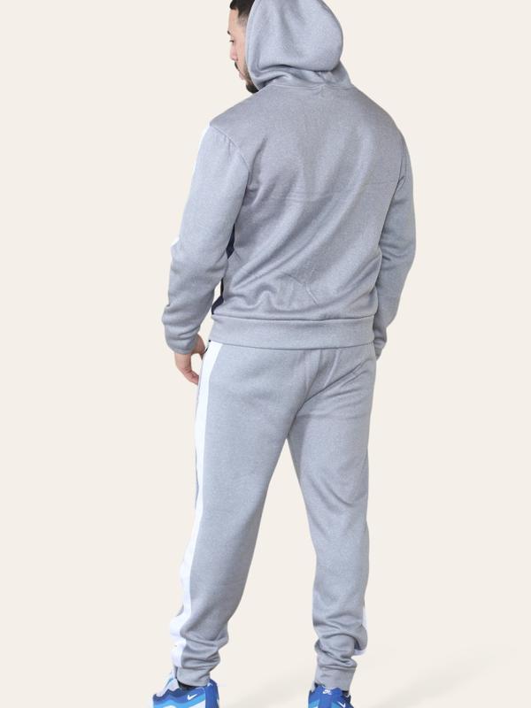 Men's 2 Piece Panel Logo Running Jogging Tracksuit Hooded 9