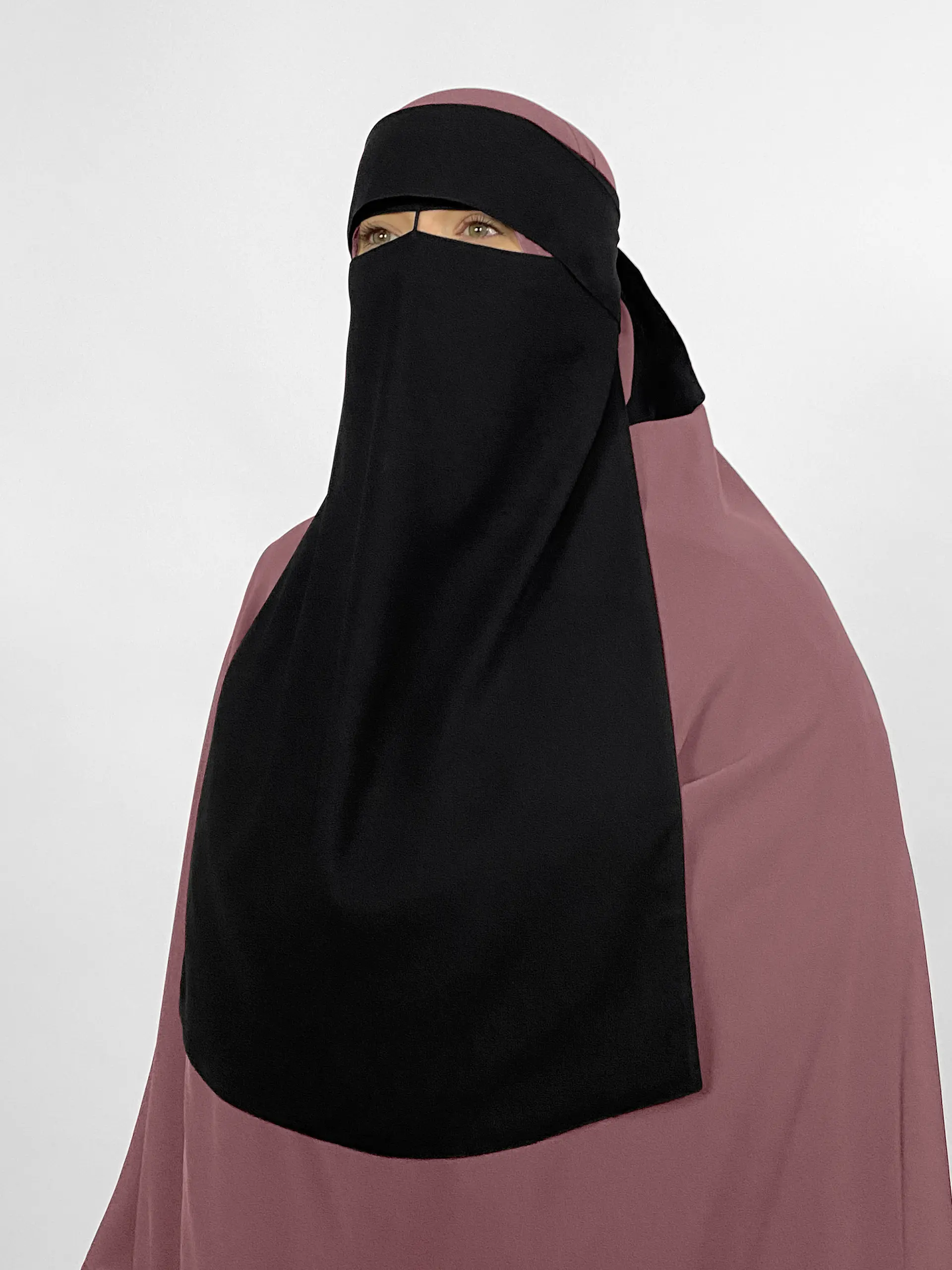 [Ukht London] Niqab with Eye Flap & Nose String | Long 20″ | 1 Layer | No-Pinch - Save 40% off