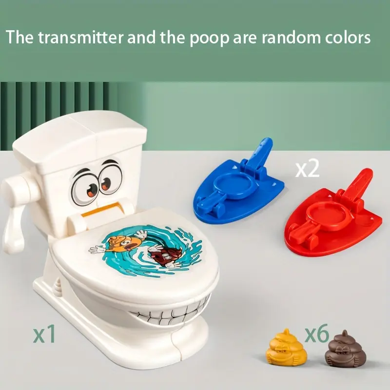 HARLESOTTO        MiaoMiao Hilarious Toilet Shooting Game Set - A Family - Oriented Game Featuring 1 Cartoon Toilet, 2 Launcher Toys, and 6 Plastic Poop Figures. Enjoy Rapid - Fire Fun with This Ideal Children's Party Game, Perfect as a Gift for Halloween 5