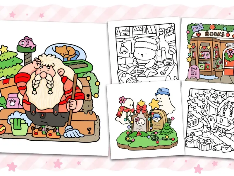 Cozy Christmas: The Cute and Relaxing Festive Colouring Book for Kids and Adults (Coco Wyo) 3