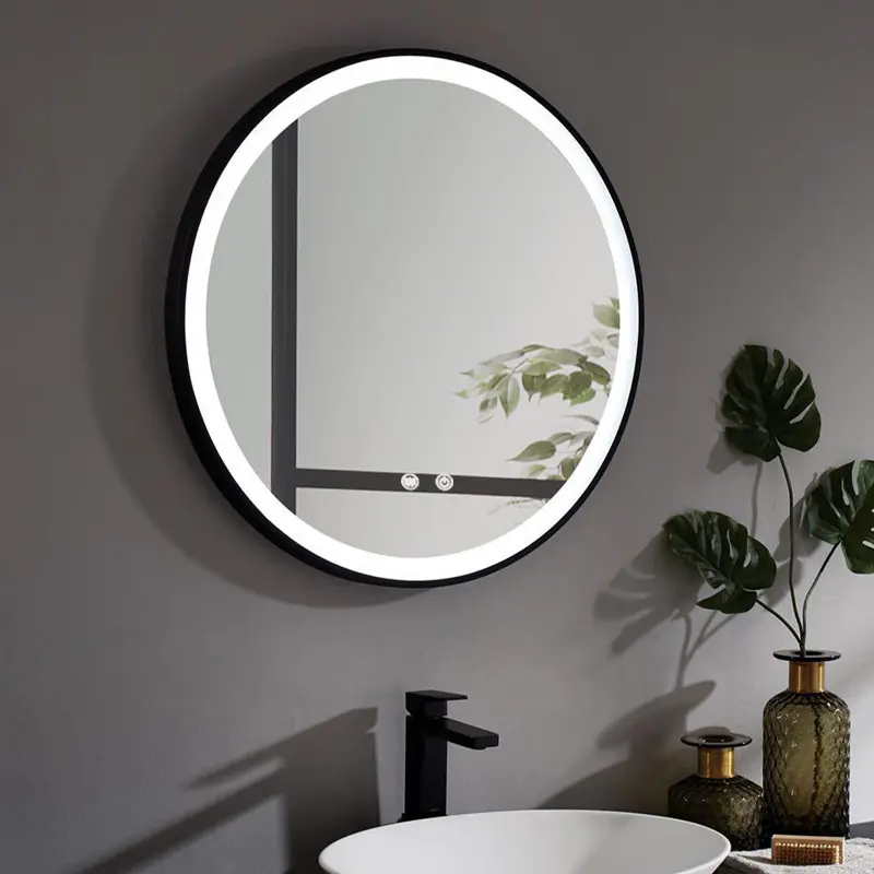 Lifeideas Round Metal Framed LED Wall Mirror Decor Light Handy Reflection 2