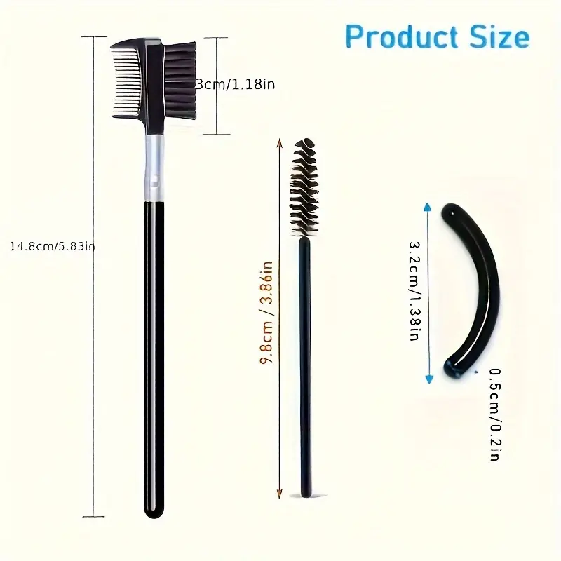 8-Piece Complete Eyelash Curling System – Hypoallergenic, Easy-to-Use Curler, 5 Refill Pads, 2 Combs, Perfect for Sensitive Eyes, Lash Enhancement and Definition Brush Makeup Applicator brow Carbon Compact Gift Mascara Storage Kit Shaper Cosmetic 4