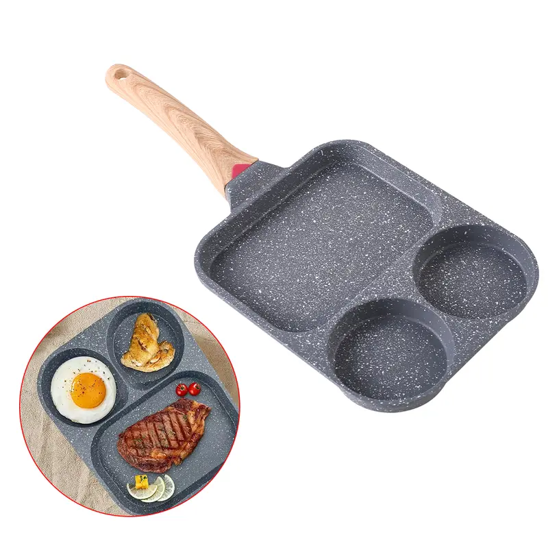 UK 3 in 1 Egg Frying Pan Nonstick Household Steak Frying Pan, Multifunctional Breakfast Pan Burger Pan, Non-stick Multi-purpose Omelette pan, Fried Egg Pan, Pancake Pan for Induction Cooker, Gas Stove, Electric Ceramic Stove 4