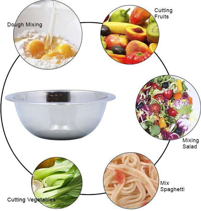 Buckingham Deep Mixing Bowl Stainless Steel for Baking Food Prep & Mixing Durable Tableware for Professional & Home Kitchens 8 Liters 34 cm 0