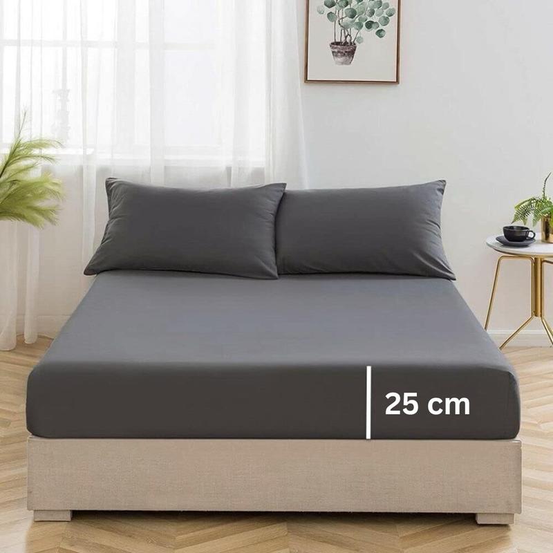 Deep Fitted Bed Sheets 25cm Microfibre | Luxury Plain Soft Bed Sheets MicroFibre Hotel Quality Finest Fitted Bed Sheets | Shrinkage & Fade Resistant Percale Quality Fitted Sheets | Double Brushed Microfibre | Non Iron Warm Easy Care Machine Washable 3