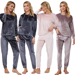Ladies Pyjama Set Super soft Velour Cosy Long Sleeve Top & Bottom Pants Sleepwear Loungewear Nightwear for Women with Elasticated Trousers Size 8-22 Comfort Comfortable Womenswear Fit Pajamas Adjustable Minimalist Homewear Pjs Basic Winter Ribbed Comfy