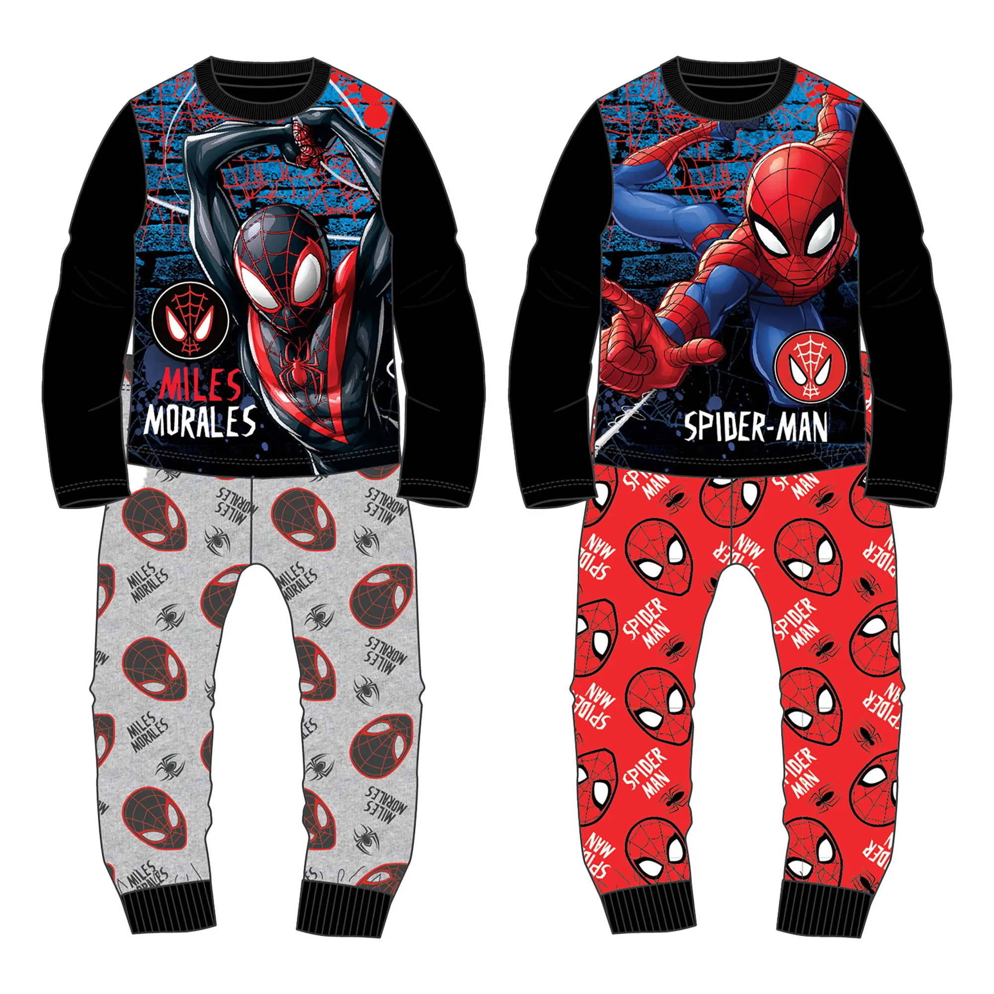 Spiderman 2 Pack Kids Pyjamas - Spiderman & Miles Morales Designs - 100% Cotton - 5 to 14 Years - Character World PT Uniform