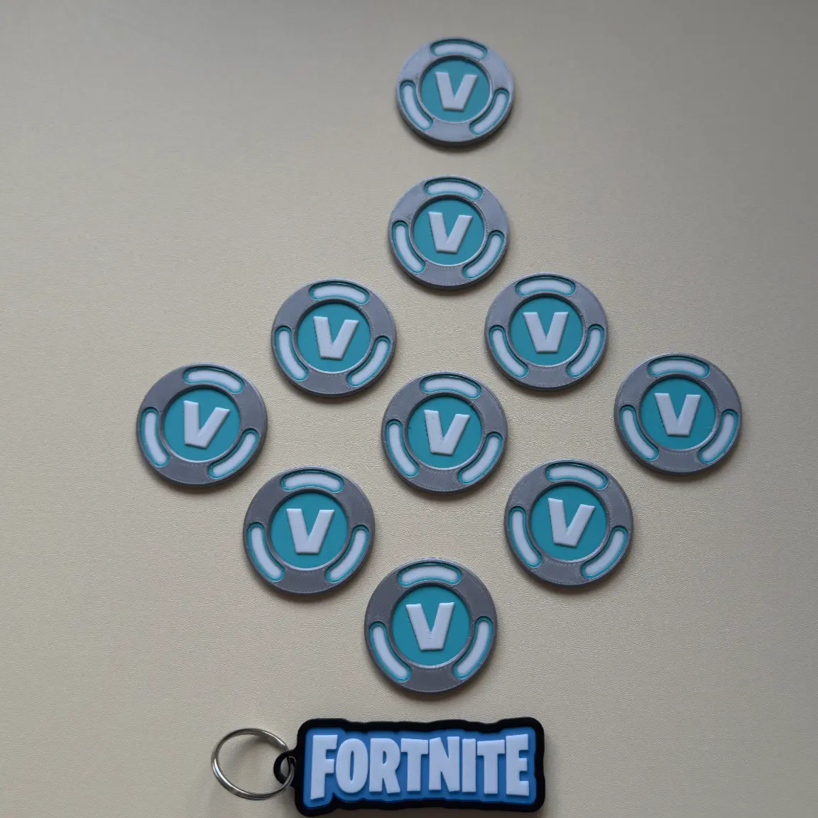 V-Buck Collectible Tokens – Pack of 2, 3, 4, 5, or 10 (Free Keychain with 10-Pack!)