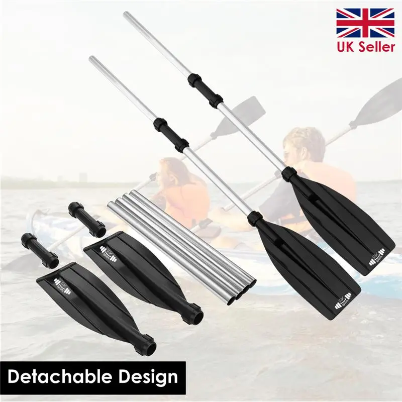 2 in 1 Detachable Boat Oars Kayak Paddles Aluminum Dinghy Surfing Canoe Raft 2pc