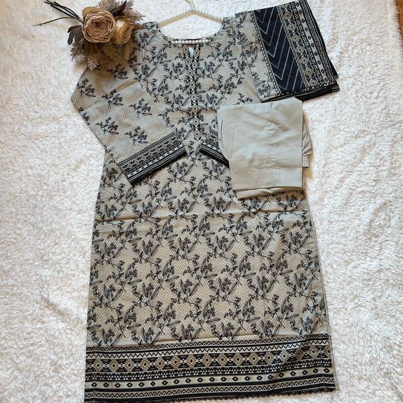 Bin Saeed Printed Lawn 3 Piece Summer Dress for Women - Sizes S to XXL - Casual & Elegant - Comfortable, Clothes 1