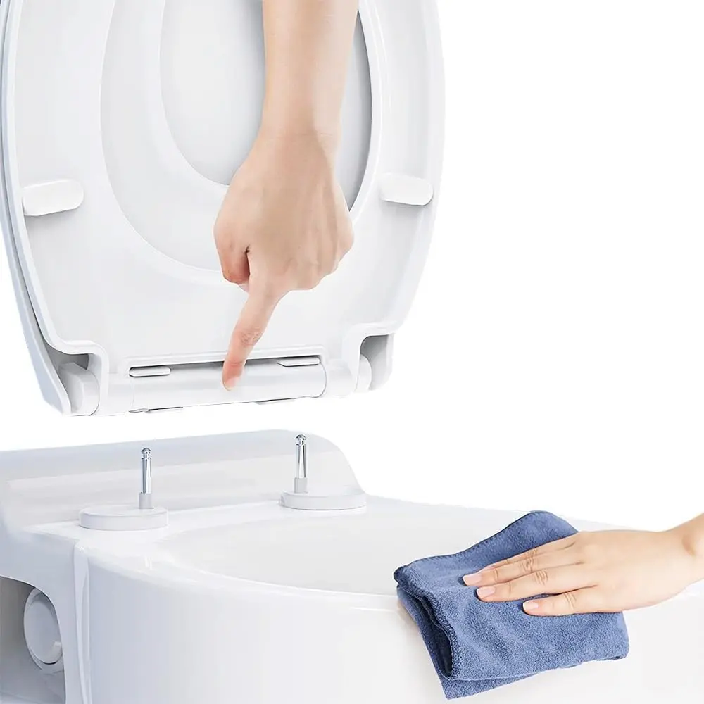 White Quick Release Soft Close Toilet Seat with Hinges - Bathroom Bowl Seating ABS Toilet Seat