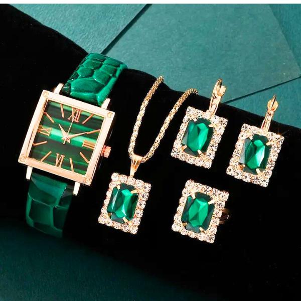 Mother’s Day Gift Vintage Square-Shaped Women's Quartz Watch with Rhinestone Accents - Set of 5, Easter Gift 4