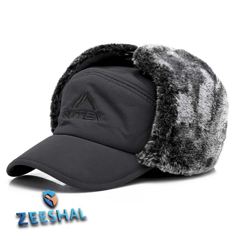Winter Fur Warm Windproof Hat Men Women Lei Feng Cap Bomber Faux Fur Ear Flap Cap Black Ski Trooper Trapper Cold Anti-snow Cap 3