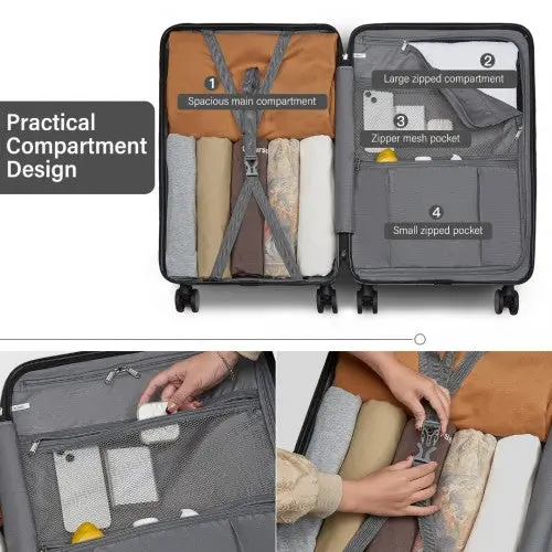 KSK2493 - Kono Durable 24 Inch ABS+PC Hardshell Suitcase with TSA Lock Lightweight Travel Luggage with 360° Spinner Wheels - Grey 8
