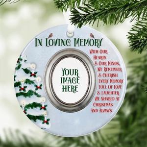 Memory In Heaven Personalised Christmas Bauble with Your Own Photo - Mum Dad Gift - Decor, Ornaments
