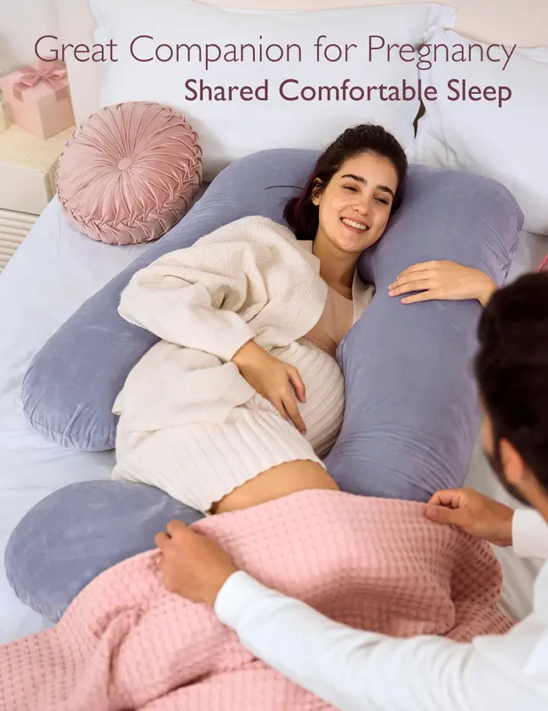 Pregnancy Pillows for Sleeping, U Shaped Full Body Maternity Pillow with Removable Cover - Support for Back, Legs, Belly, HIPS for Pregnant Women, 57 Inch Pregnancy Pillow for Women, Grey 2
