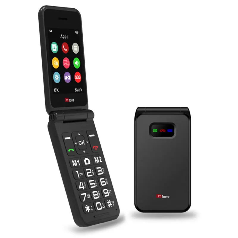 TTfone Black TT760 Flip 4G Mobile with USB C Cable, EE SIM 0
