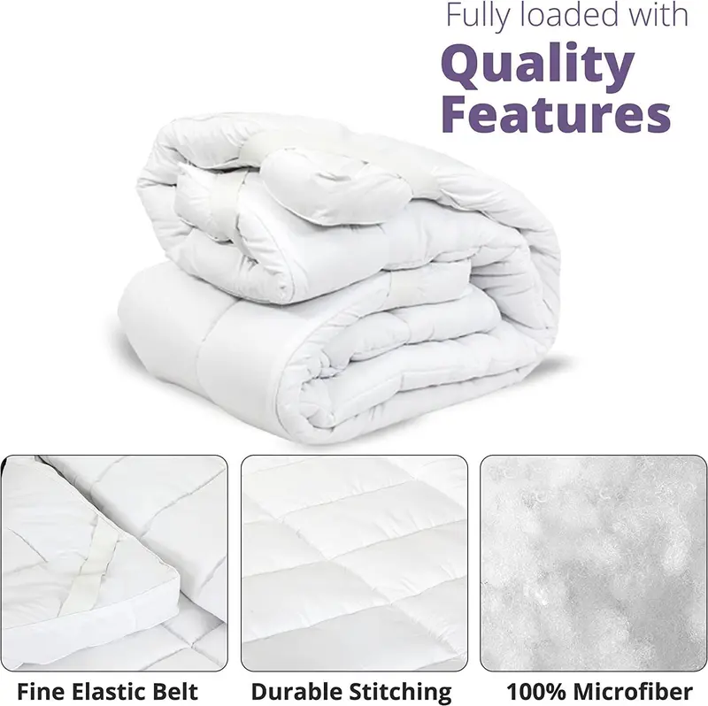 Mattress Topper 4" Inch Deep Luxury Soft Hotel Quality Microfiber All Sizes 10cm Mattress Topper Double Bed 4 Inch Thick - Quilted Topper Made with Fluffy Hypoallergenic with Strong Corner Straps for Luxury & Comfort Breathable Washable 5