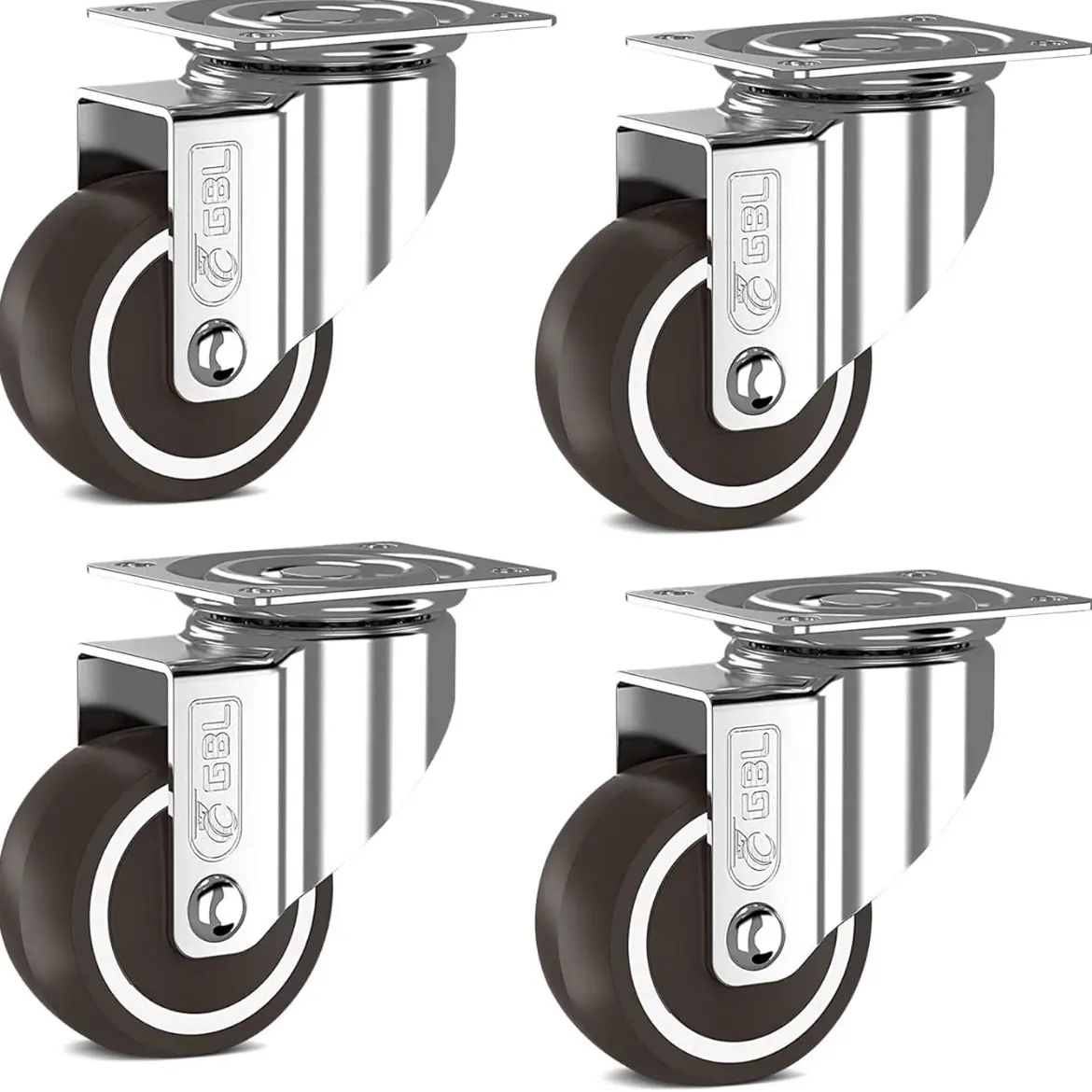 4pcs Heavy Duty 25mm Rubber Swivel Castor Wheels without brakes 40KG