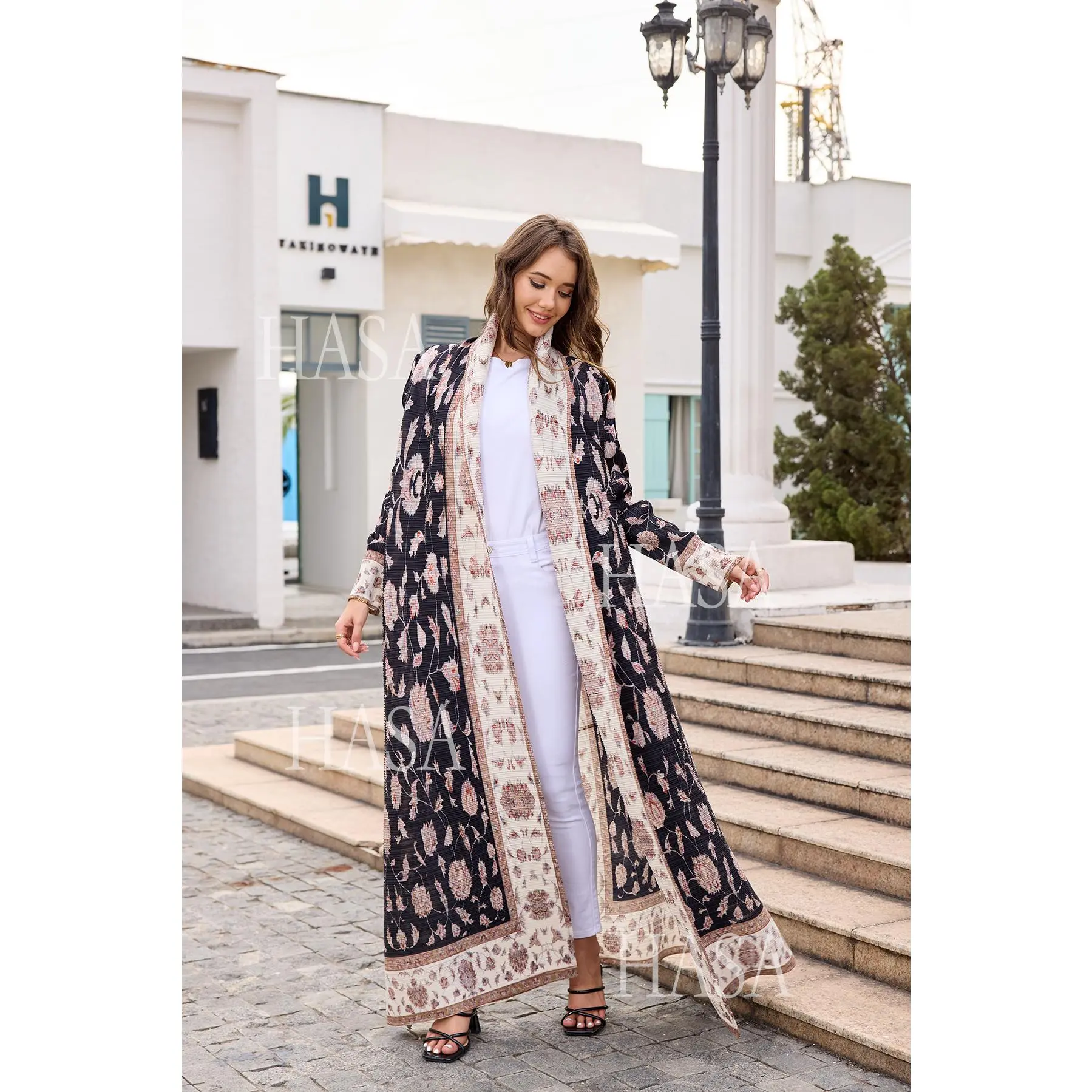 HS5836 Inclusive Fit Ruffled Georgette Holy Month Elastic Abaya