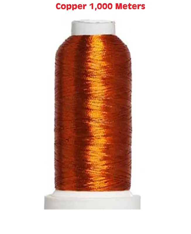 Metallic Embroidery Threads – Gold, Light Gold, Silver & Copper | 3000 Meters Cones 5