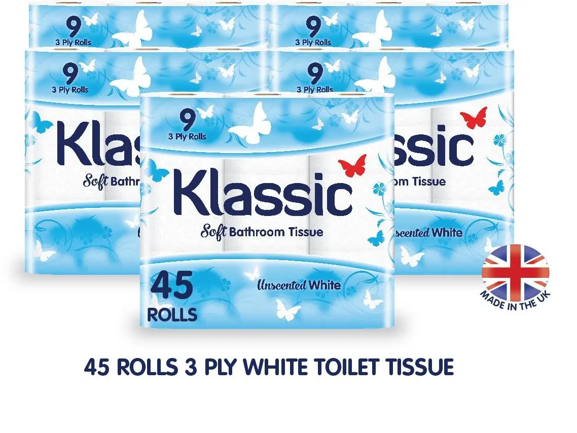 !!!Klassic 45 Unscented Soft Quilted 3ply Toilet Tissues, 9x5 rolls!!!
