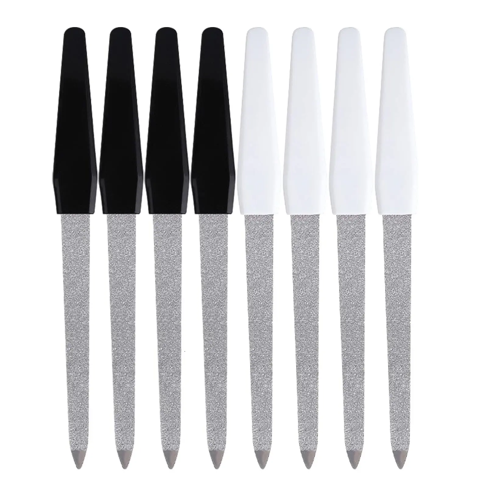 Professional Double Sided Nail Files with Non-Slip Handle for Natural Nails - 8Pcs Manicure Tool Accessories for Home Salon - Polish, Cutics