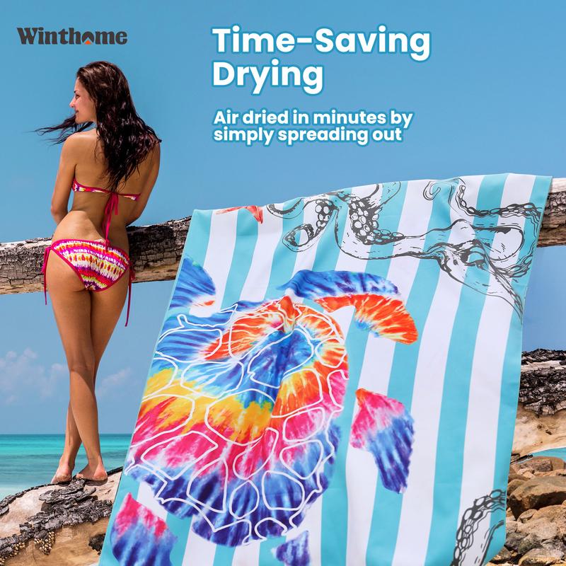 【UK Sellers】Multifunctional oversized beach towel, bed sheet, sofa cover, picnic mat all-in-one towel, Extra Large XXL 152cm*203cm Travel Towel Quick Dry for Swimming Sports Camping Yoga Gym 4