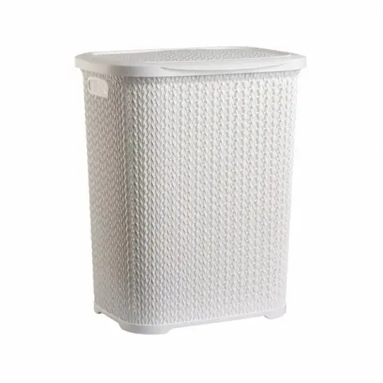 Plastic Laundry Basket Clothes Washing Bin Storage Knitted Hamper Organiser 6