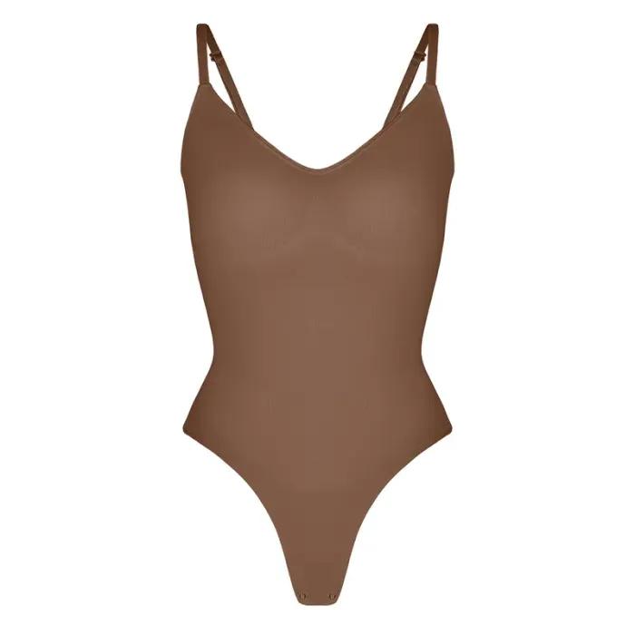 Women's Seamless Covered Bust Thong Bodysuit for Comfort and Shape - Compression, Sexy 4