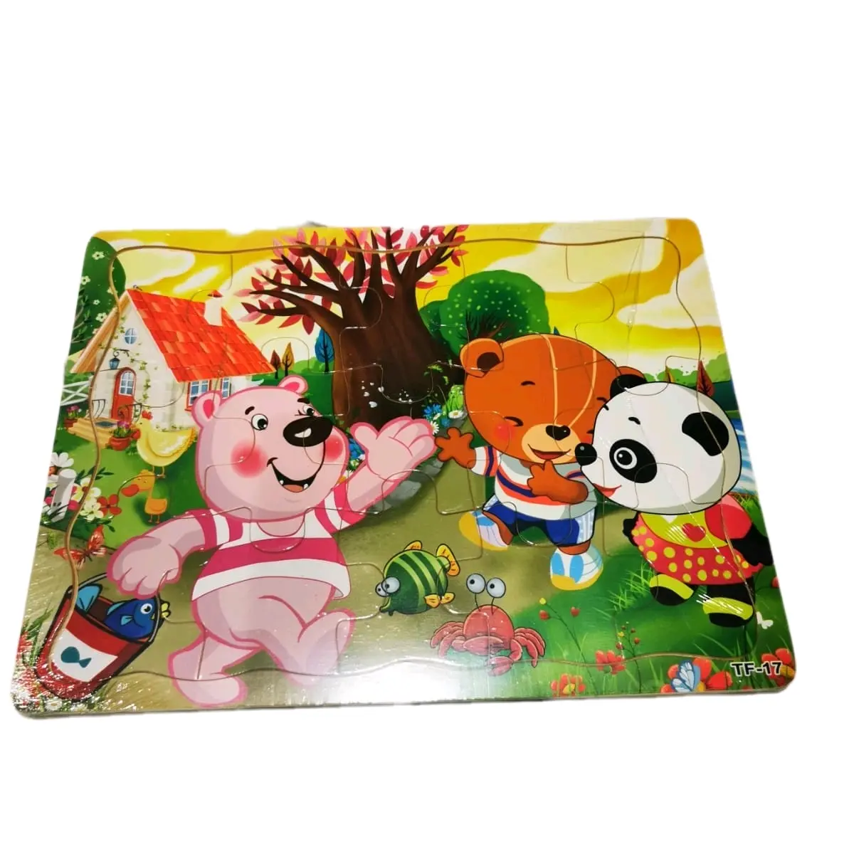 Wooden Jigsaw Happy Bears Puzzle For Toddlers Baby