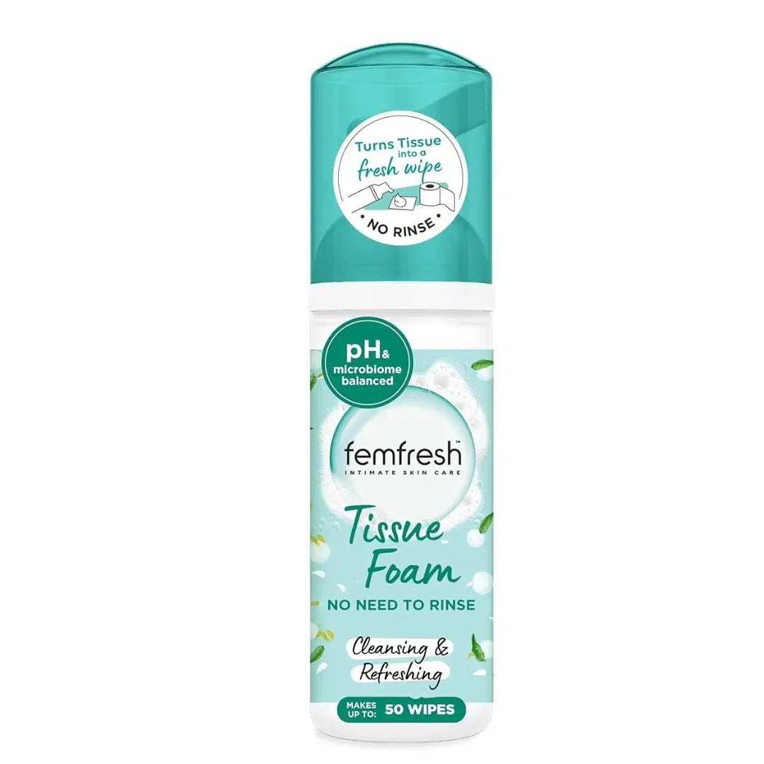 Femfresh Daily Tissue Foam for Women, pH Balancing No-Rinse Intimate Foam, Dermatologically Tested, Vegan, 50 ml - Skincare, Facial Comfort