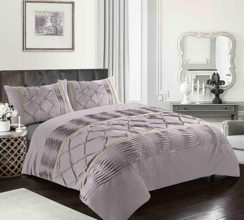 Eleanor Duvet Set Soft Cozy Warm Washable Frill Pintuck and Pleated pattern 4