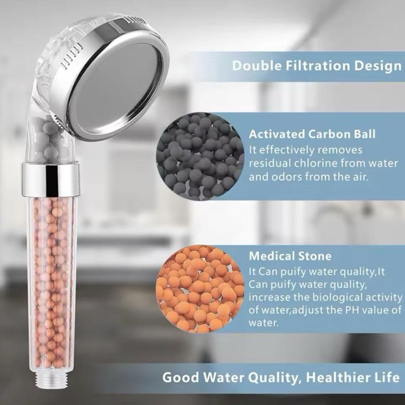 New Shower Head 3 Mode High Pressure 40% Water Saving Filters Adjustable Ionic 2