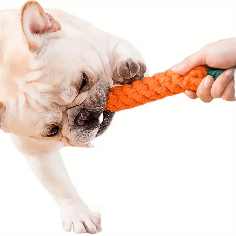 Interactive Dog Chew Toy for Small Breeds - Durable Carrot-Shaped Fabric Tug of War Rope Toy with Tassel for Teeth Grinding and Play, Suitable for Aggressive Chewers 1