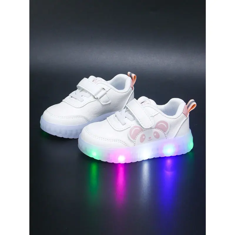 6 Pairs Of Fashionable All-Season Baby & Toddler Girls Shoes, PU Leather Material, White Sneakers, Casual Flats, Cartoon Animal Pattern, Shoe Size 13.5-18.1cm 4