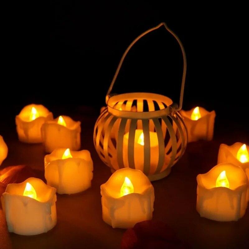 6/12Pcs Flickering LED Candles Warm White/Yellow Electric Candle Flameless Tealights for Wedding Valentine's Day Decoration 3