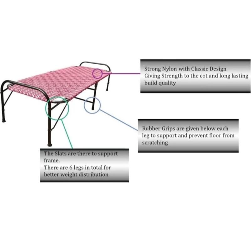 Foldable Single Bed ideal for a Single Person to Sleep on, also known as Asian MANJA, Charpai, Khaat and also can be used as a Guest Bed!! 7