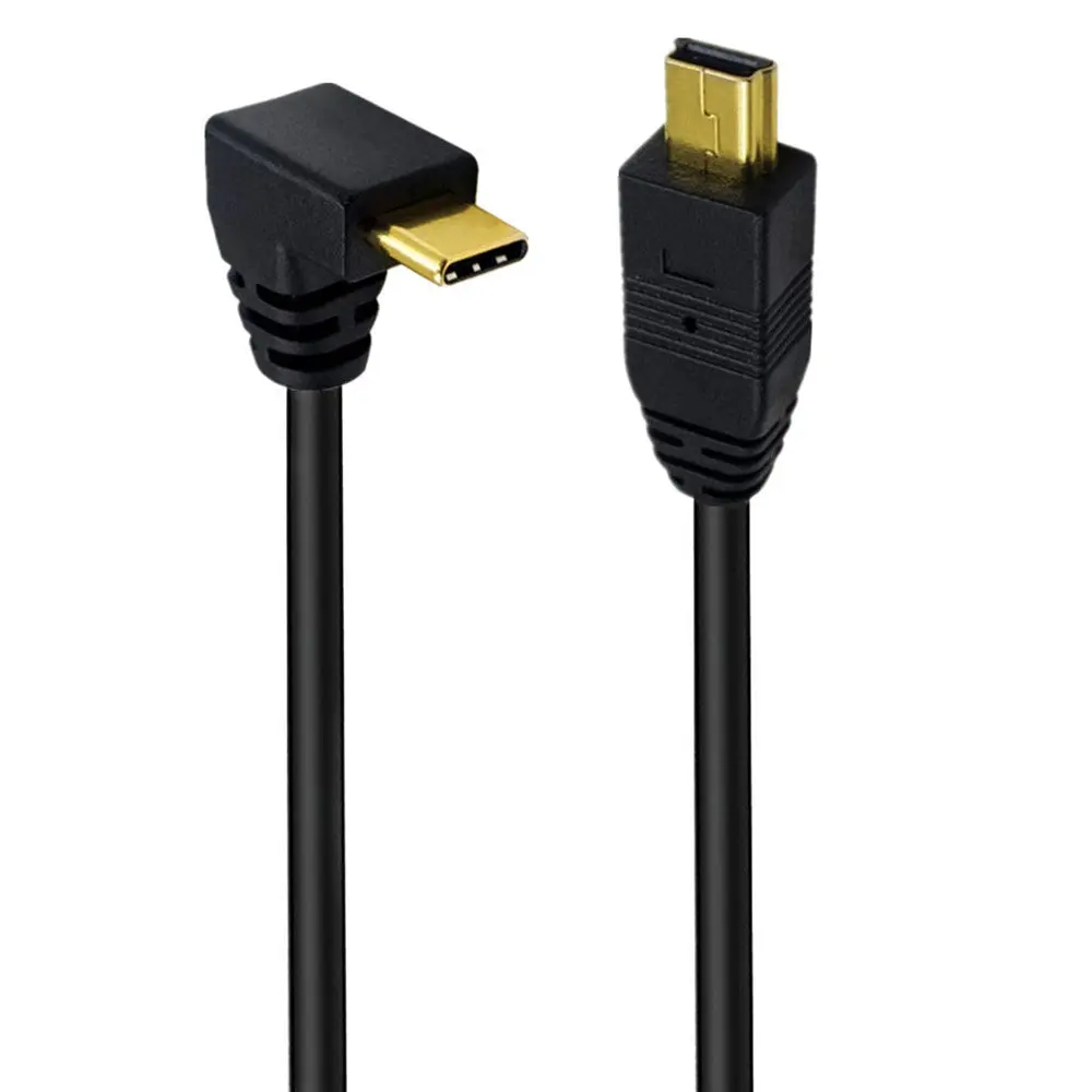 USB 3.1 Type C Angled Male to Mini USB Male Data Charging Cable 0.25m